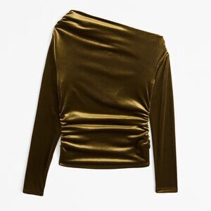 Abercrombie & Fitch Olive One-Shoulder Blouse